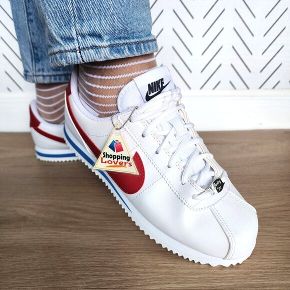❤️Nike Cortez Basic SL GS 5.5Y Big Kids Shoes Retro White Red Sneaker 904764-103 - Picture 9 of 12